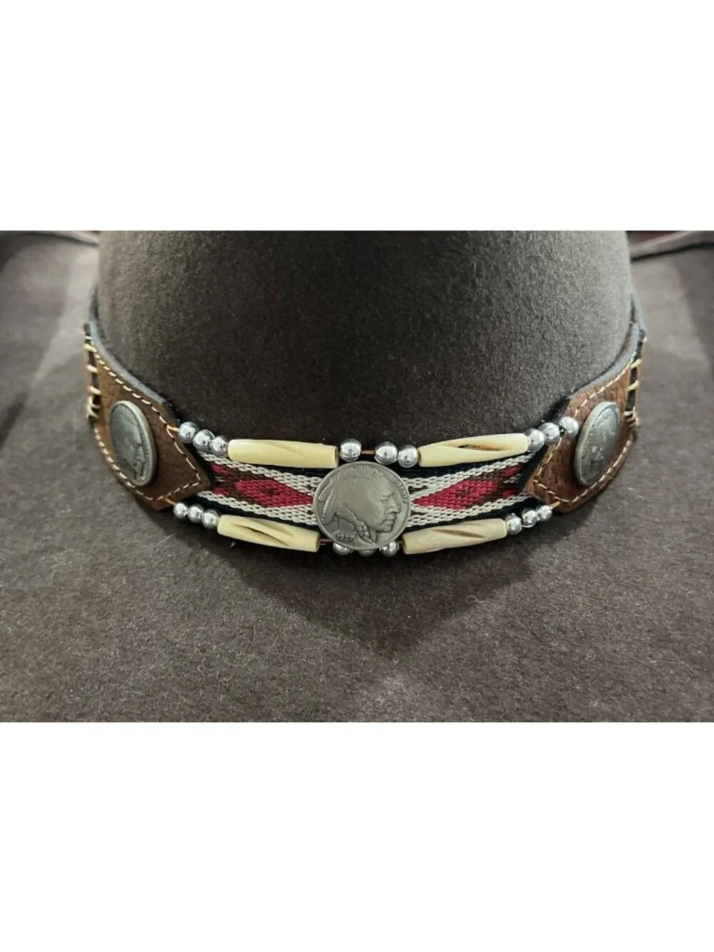 Bullhide Get Along Wool Felt Cowboy Hat Size M Western Beaded Band - Picture 6 of 13